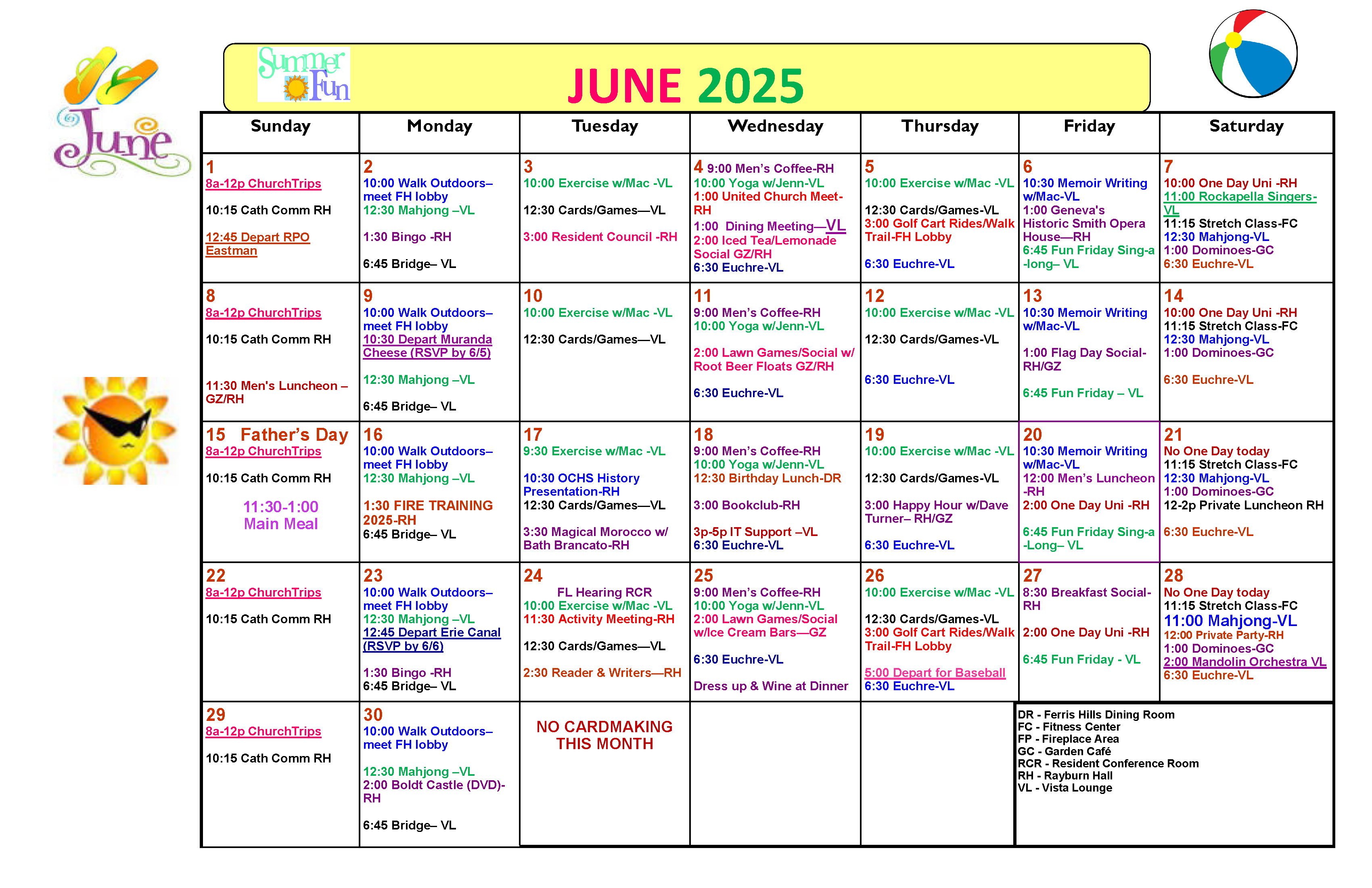 Photo of Ferris Hills Activities Calendar 